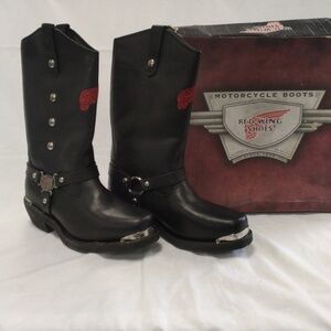 Red Wing Shoes Black and Red Combat Boots
